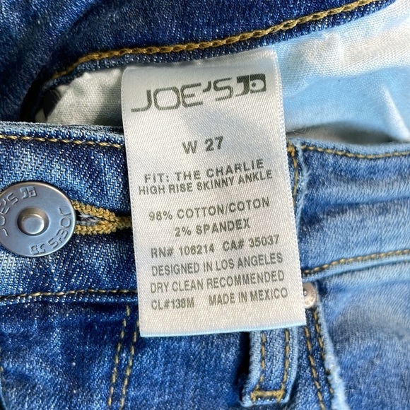 Joe’s Jeans, The Charlie, High Rise Skinny Ankle Jeans, Distressed Hem, size 27 - Picture 3 of 11